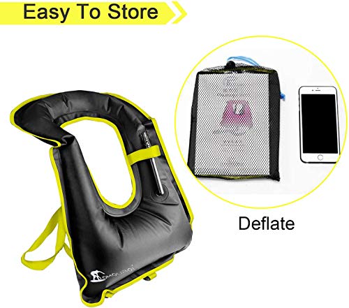 FORWEWAY Inflatable Snorkel Vest for Adults - Kayak Swimming Buoyancy Vest for Water Sports - Beginner Adults-Only (Black) - Image 3