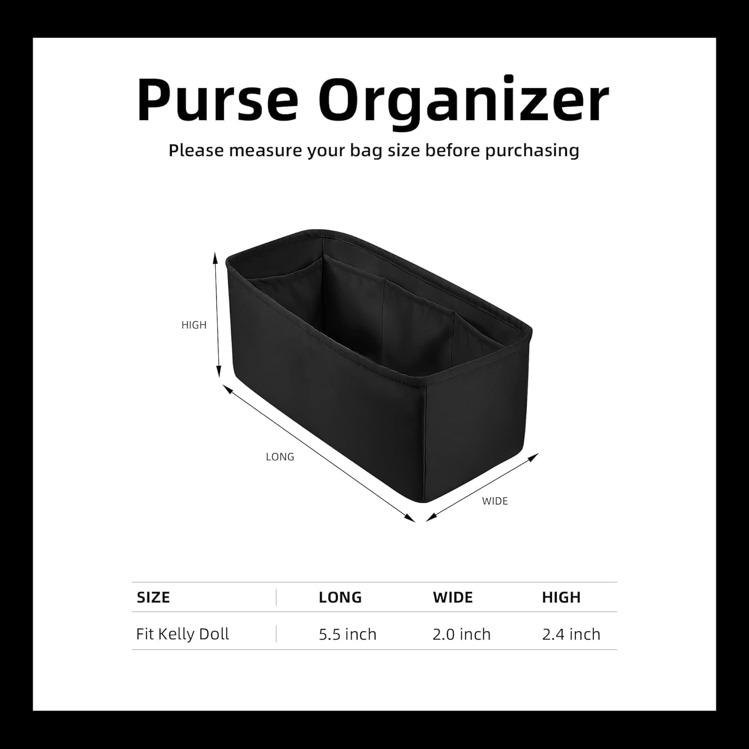 DGAZ Custom Purse Organizer insert For Hermes Kelly Doll bags，Silky Smooth Bag Organizer，Luxury Handbag & Tote Shaper（Custom，custom）
