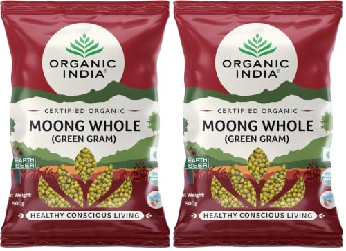 Image of ORGANIC INDIA Rich in Proteins & Dietary Fiber, Delicious in Taste Moong Whole (Green Gram) 500gm (Pack of 2)