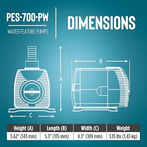 Image of Little Giant PES-700-PW 115-Volt, 725 GPH Magnetic Drive Fountain /Pond Pump with 15-Ft. Cord, Black, 566720