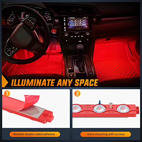 Image of Nilight 8PCS Truck Pickup Bed Light 24LED Red Cargo Rock Lighting Kits with Switch for Van Off-Road Under Car Side Marker Foot Wells Rail