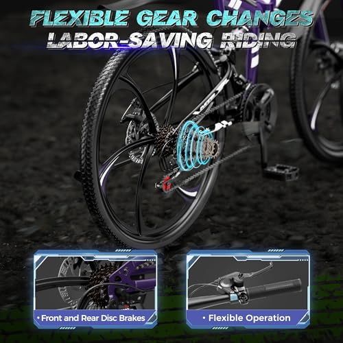Image of Outroad 26 Inch Folding Mountain Bike, 21 Speed Full Suspension High-Carbon Steel MTB Foldable Bicycle, Dual Disc Brake Non-Slip Adjustable Seat Folding Bikes for Adults /Men /Women, Black, Orange