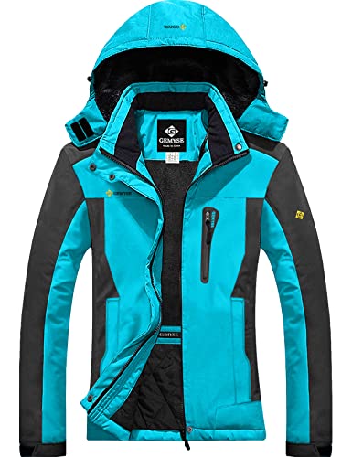 GEMYSE Damen Wasserdichte Berg-Skijacke Winddichte Fleece Winterjacke mit Kapuze (Hellblau Grau,M) GEMYSE Damen Wasserdichte Berg-Skijacke Winddichte Fleece Winterjacke mit Kapuze (Hellblau Grau,M)