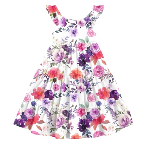 Image of Vieille Toddler Girls Summer Dress Ruffle Casual Beach Sundress 2-8 Years