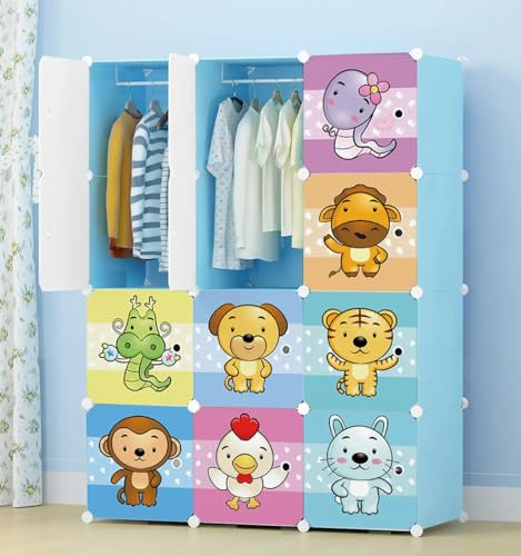 Image of Sunderlook Plastic Wardrobe for Storage - Multipurpose Plastic Cabinet for Storage, Foldable Wardrobes for Cloth, Collapsible Wardrobe, Cupboard for Clothes (Blue KTA2, 12 Door)