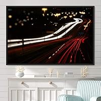 Framed Canvas Wall Art Light Exposure Colorful Industrial Lights Multicolor Neon Photography Places Portrait Realism - 16x24 inches