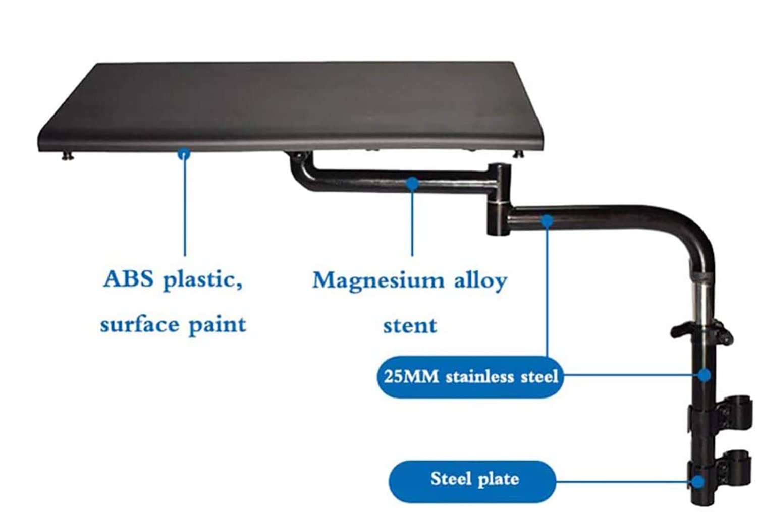 Bandeja de regazo para silla de ruedas, accesorio de mesa de trabajo de material ABS ligero para sillas de ruedas manuales o eléctricas