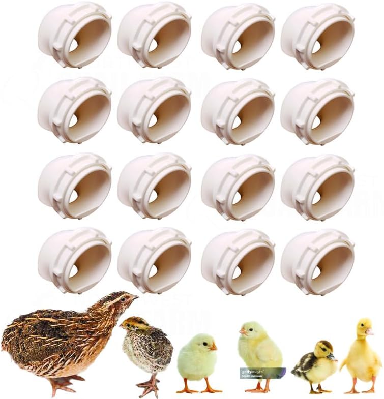 Quail & Chick Port Feeder by NWQuailFarm NO Waste Feed Saver for DIY Bucket Pail Bin Container Coturnix (16 Pack)