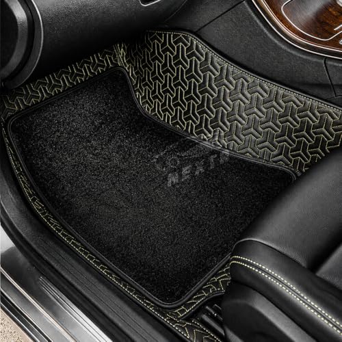 Image of NEXTA 8D Custom Floor Mats for BMW 730 Model (2007-2015 Full Coverage All Weather, All Season Black and Gold