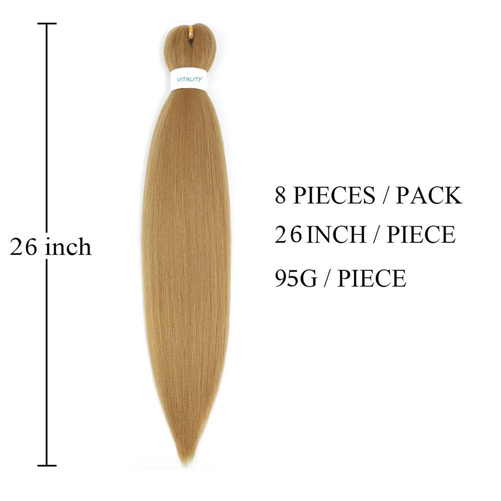 Honey Blonde Braiding Hair Pre Stretched 26 Inch 8 Packs Yaki Texture