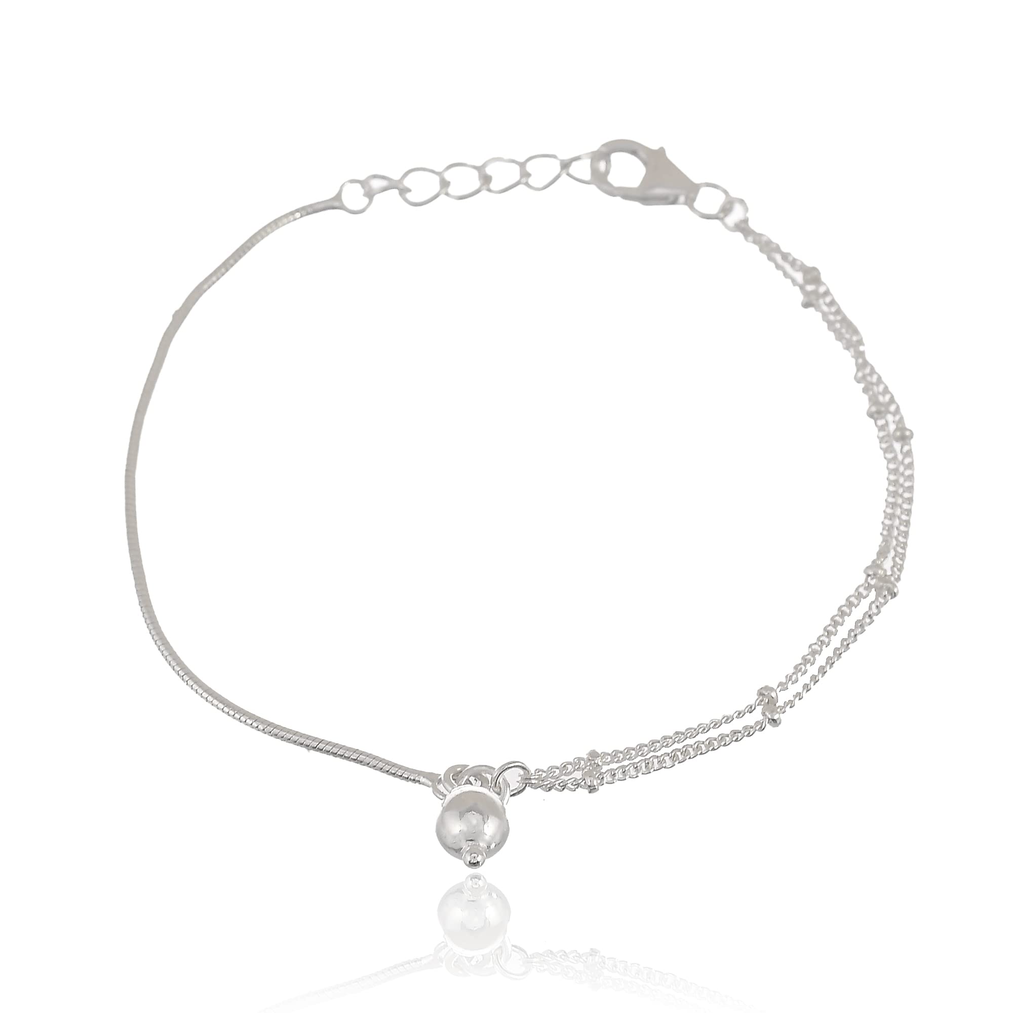 NEMICHAND JEWELS Sterling Silver 925 Chain Ball Ghungroo Bracelet for Women & Girls (Adjustable) (B0B6G9GS1X) Amazon Price History, Amazon Price Tracker