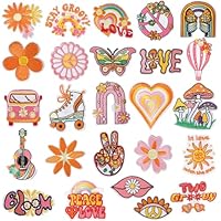 25 Stück bügelflicken Kinder, Flicken Zum Aufbügeln Vintage Buchstaben Hippie Accessoires Patches Bügelbilder für Textilien mit Liebesherz für Kleidung Rucksack Jacken Jeans Hemd DIY Handwerk