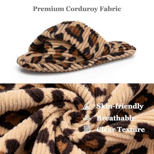 Image of GOEWY Slippers for Women Memory Foam House Bedroom Corduroy Crossbands Open Toe Slides Sandals Shoes Comfy Trendy Gift for womens Anti-Skid sole