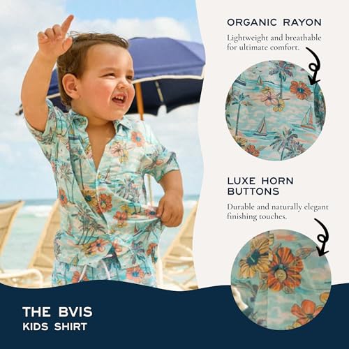Boy's Hawaiian Shirt, Toddler Boy's Short Sleeve Button-Down Shirt, Soft Rayon, Regular and Relaxed Fit4