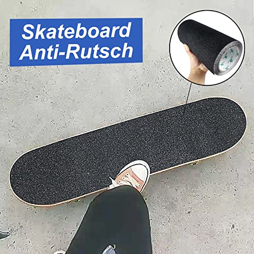 BOMEI PACK 250mm x 5m Schwarz Antirutsch Treppe Skateboard Griptape Klebeband, starkes Zugband, rutschfeste Sicherheits-Stufe, rutschfeste Sicherheits-Stufen für drinnen und draußen