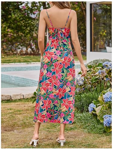 Image of Floerns Women's Leopard Print Draped Collar Spaghetti Strap Cami Long Dress