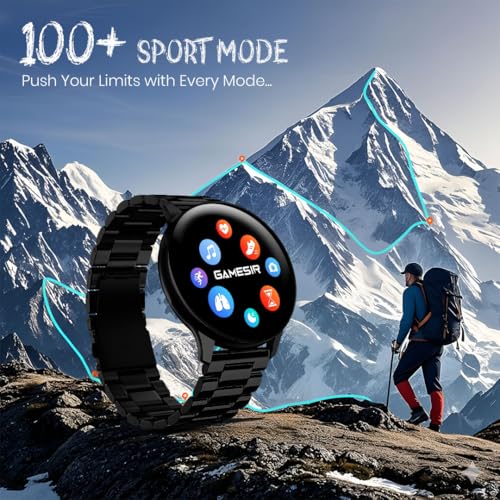 Image of GameSir Active 2 Smartwatch for Men & Women, 1.39 inch HD Round Display, Bluetooth Calling, Heart Rate & SPO₂, 100+ Sports Modes, IP67, Long Battery Life for Android & iOS (Metal Black)