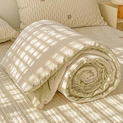 Odot Edredon Nordico Sin Funda 150 200, Edredón de Verano Lavable Sin Funda Ligera y Suave Transpirable Manta Refrescante Personas Colcha Acolchado para Cama (Corazón Amarillo,200x230cm)