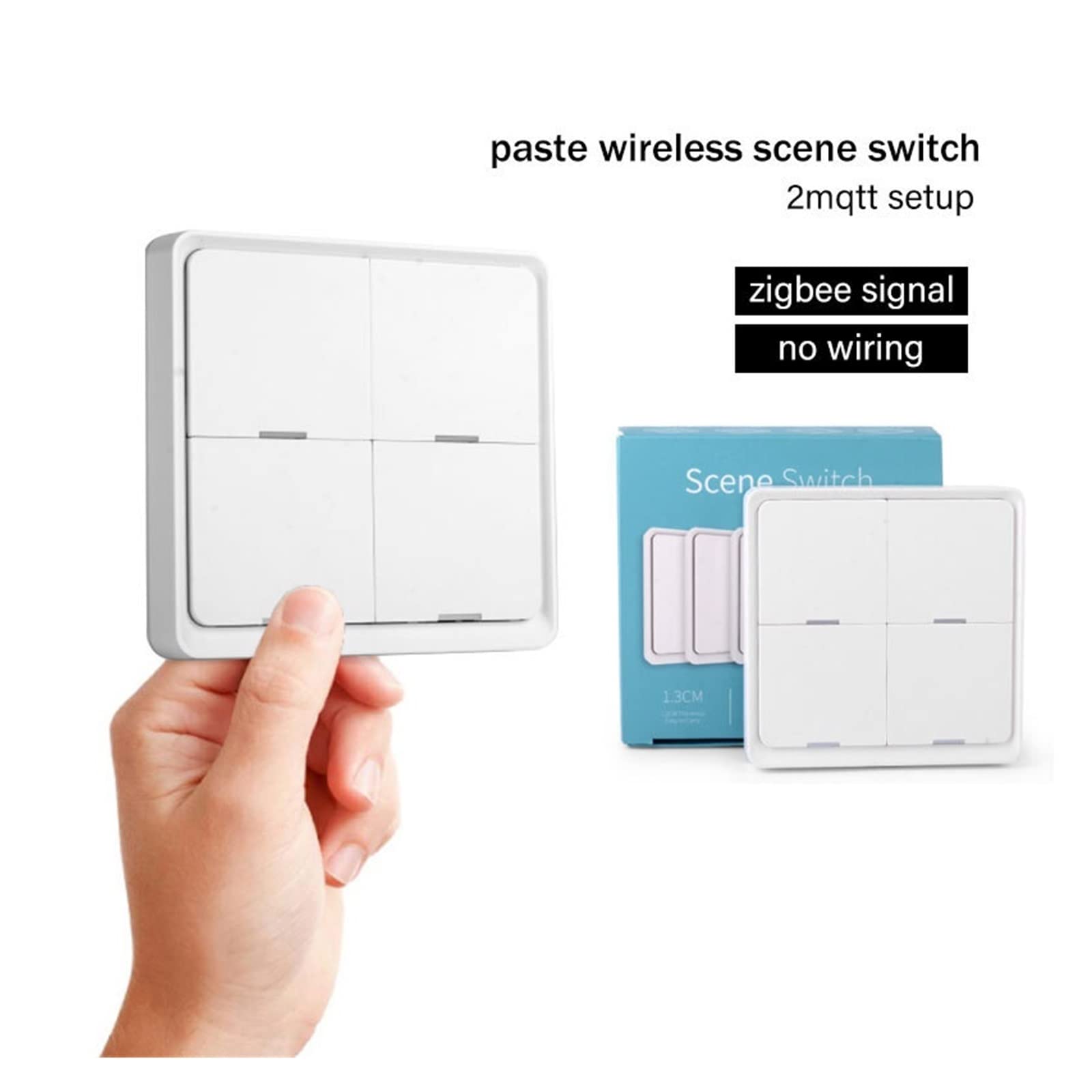 Touch-Lichtschalter, Tuya Smart ZigBee 3.0 Wireless 12 Szenen Wandschalter Button Controller Adhesive Smart Automation(2 in 1,2 pieces)