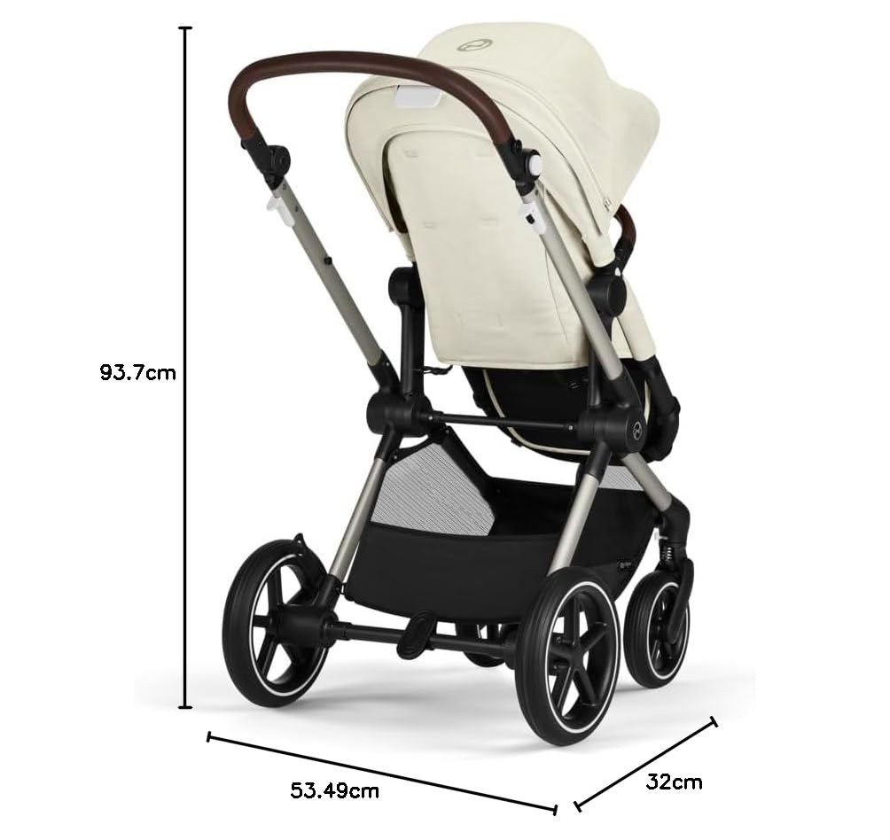 CYBEX Gold Sillita de paseo EOS Lux 2-en-1, Sistema de viaje, Desde el nacimiento hasta 22 kg (aprox. 4 años), Seashell Beige