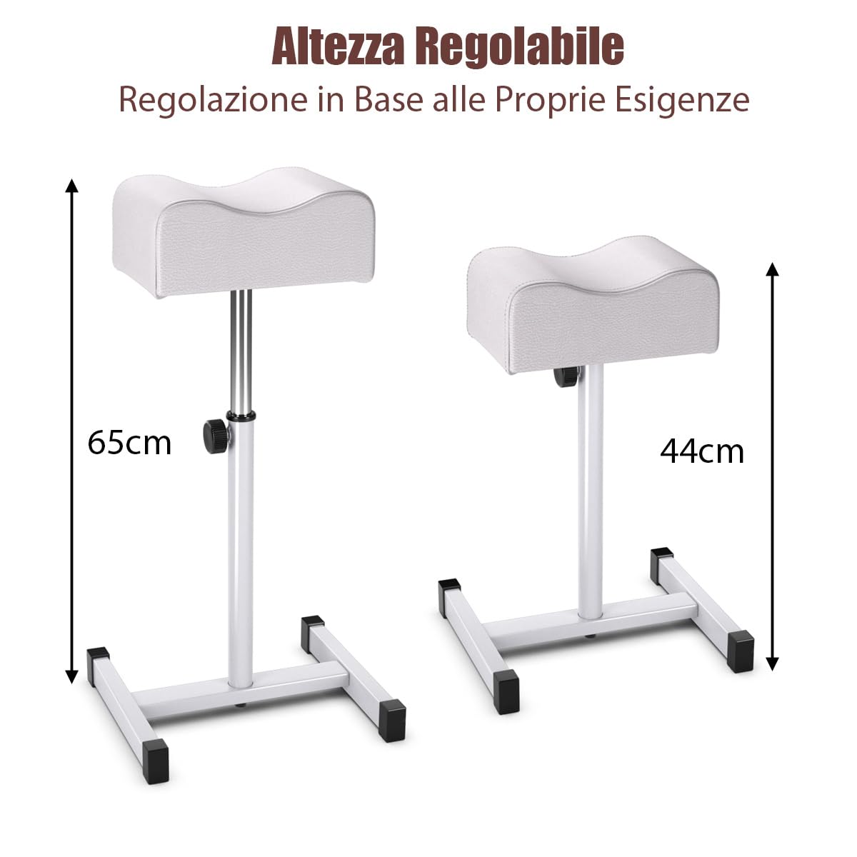 COSTWAY Poggiapiedi Pedicure Manicure, Sgabello Pedicure Estetista Regolabile in Altezza e Cuscino Spesso, Poggiapiedi per per Podologia, Estetista, Fisioterapia (Bianco)