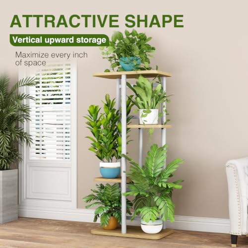 Image of LINZINAR Plant Stand Indoor 4 Tier Metal Corner Tall Flower Shelf