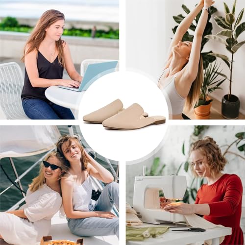 Image of MUSSHOE Women's Pointed Toe Mule Flats: Comfortable Lightweight Slip On Backless Loafers with Memory Foam for Office Work & Dressy Casual Wear