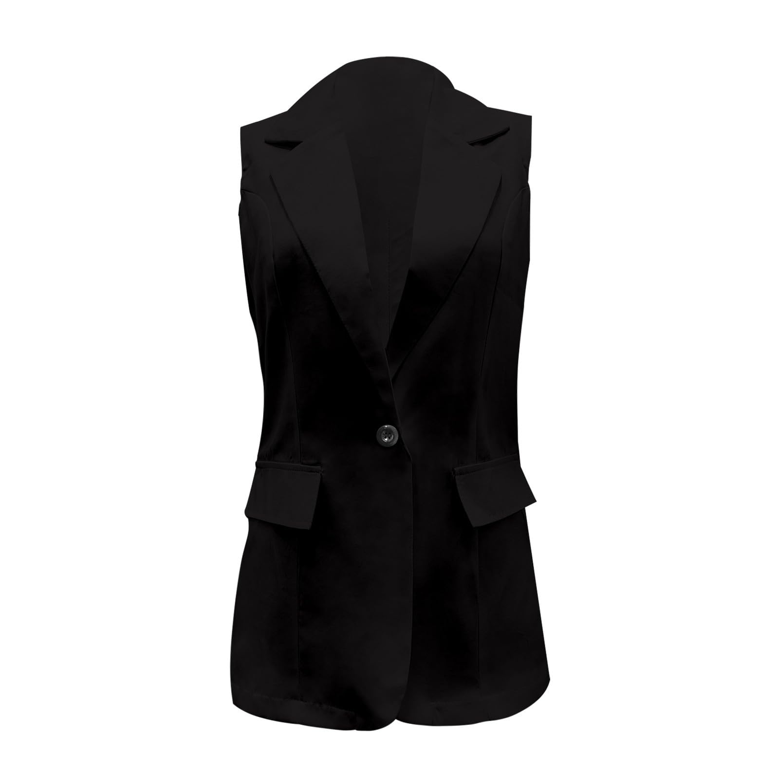 Fulidngzg Blazer Donna Senza Maniche con Apertura Frontale e Colletto, Tasche Smanicato Casual Leggero Cardigan Elegante Gilet Comode per Lavoro Case Cerimonia