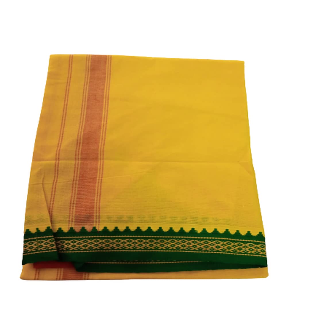 colored cotton Dhoti - Pack of 1 (Yellow, Free Size - 2.00 m Approx) _DSG0054-image-27