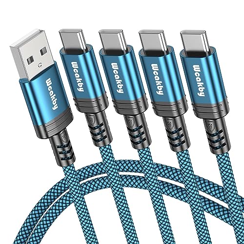 USB C Charger Cable 4-Pack,USB A to USB C Cable Nylon Type C Charger Cable Fast Charging Compatible for iPhone 16 15 Plus Pro Max,Samsung S24 S23 S22 S21[0.5M+1M+2M+2M]