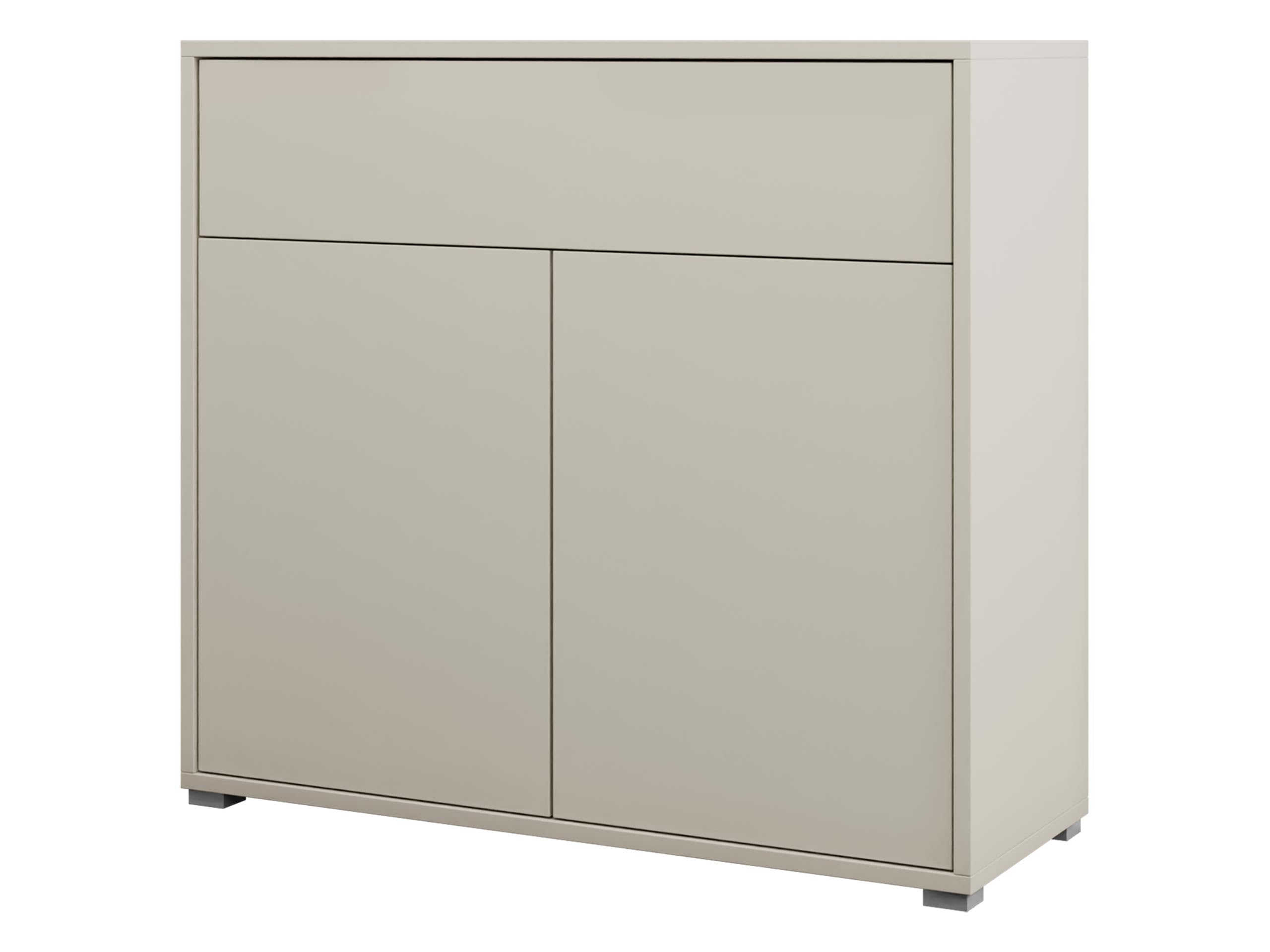 Mirjan24 Kommode Gesita 2D1SZ mit 2 Türen und 1 Schublade (Cashmere) | Grifflose Mehrzweckkommode mit Push-to-open-System, geräumigen Fächern und Rollenführung, B/H/T: 100/93/40 cm