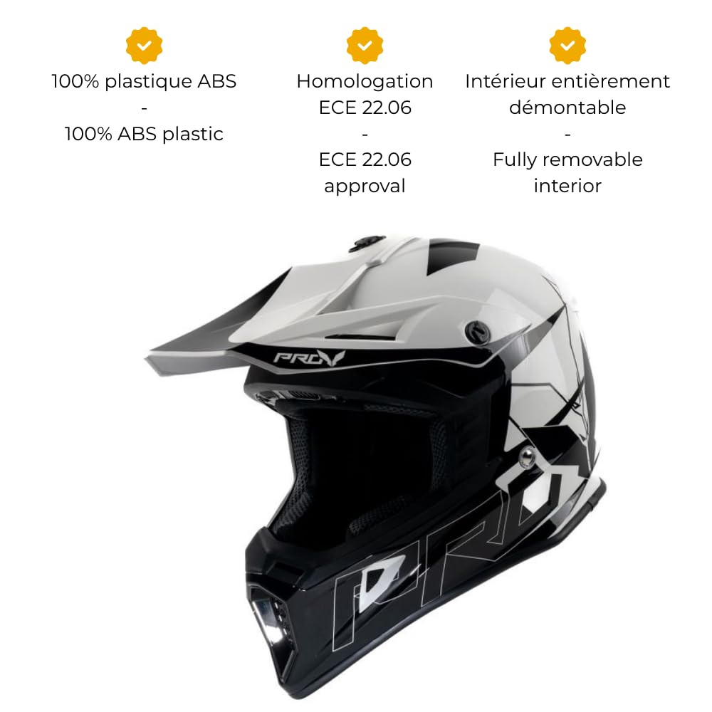 Casque cross SKUD DALLAS Adulte Homologué ECE 22.06 M | intérieur lavable