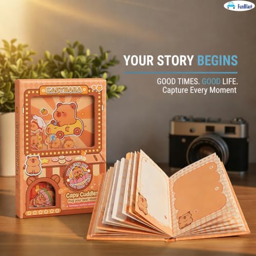Image of FunBlast Kawaii Diary for Kids - Pack of 1 Pocket Diary with Spin Game, A6 Size Mini Notebook, 80 Sheets Compact Journal for Notes, Memo Notepad, Small Pocket Journals for Writing, Travel (Capybara)