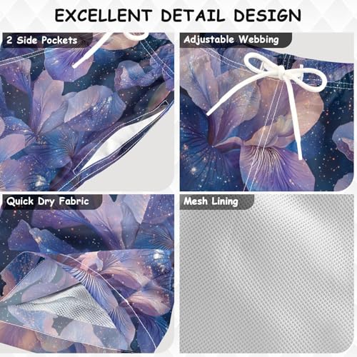 Pigsaly Boys Swim Trunks Light Purple Blue Lilac Gradient Flower Boys Board Shorts Swimsuit Swimwear Summer Bathing Suit 4T3