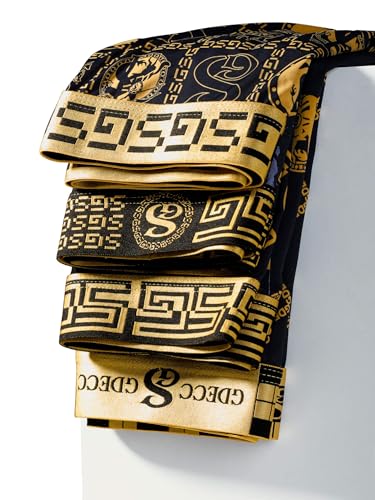 Gift Boxed Men's Underwear Boxer Briefs, Ice Silk Trunks Calzoncillos Underpants, Wicking Breathable Luxury Black Gold3