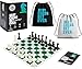 Quadruple Weight Tournament Chess Game Set - Chess Board Game with Natural Chess Pieces, Green Vinyl Board and Chess Strategy Guide