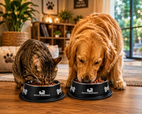 Image of Pets Empire Premium Stainless Steel Dog Bowl for Food & Water, 700ml Pet Bowl with Anti-Skid Rubber Ring, Durable Rustproof Feeding Dish for Dogs,Cats and Puppies