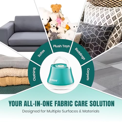 Image of VGR V-810 Professional Lint Remover | Rechargeable Fabric Shaver for Clothing, Upholstery & Linen | Stainless Steel Mesh, Large Lint Container, Foldable Handle | Quick Charging, Aqua Teal