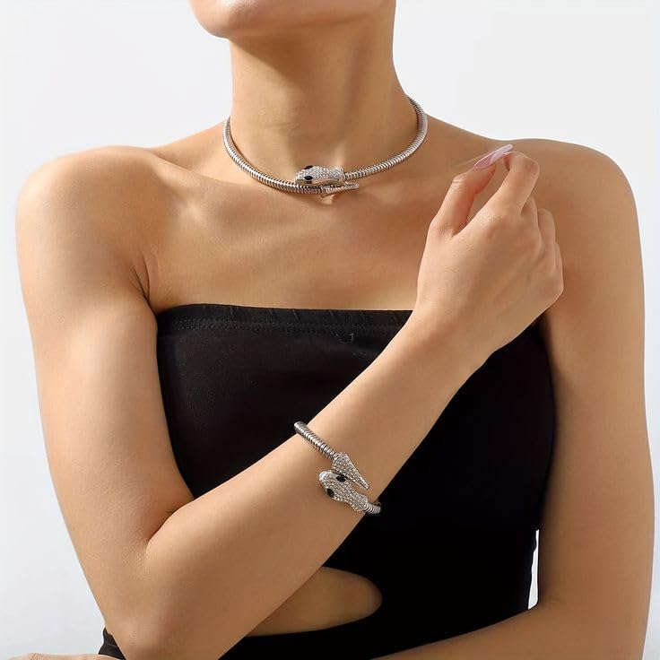 Image of KIMTI 18K Gold Plated Snake Necklace Jewellery - Snake Necklace | Anti Tarnish Gold Plated Western Neck Piece | Fashion Statement Women Accessories.