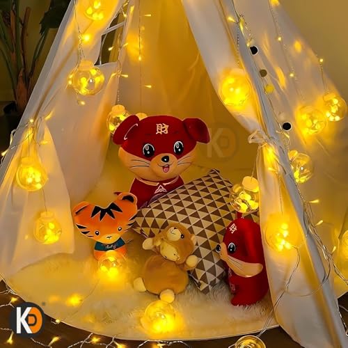 Image of K D Yellow Wish Ball Lights for Decoration - 2.5m, 12 LED String Lights | Decorative Series Lights for Home, Balcony, Wedding, Diwali, Christmas & Ganpati Decoration