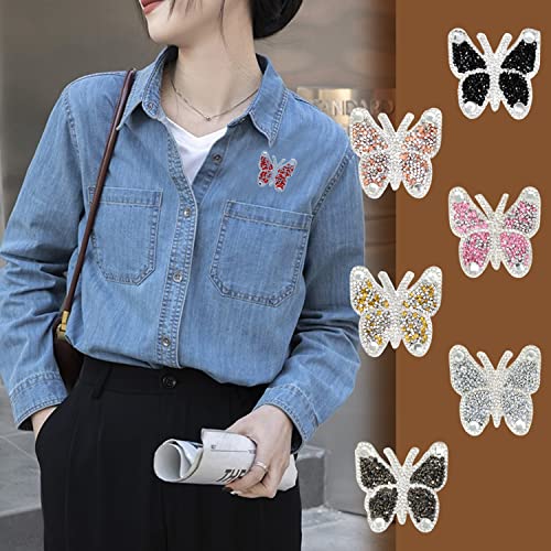 Honbay RHS-BUTTERFLY-PATCH-7-7C 7Pcs Butterfly Rhinestone Patches Appliques Decorative Animals Iron thumb #4