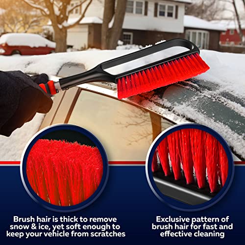 27" Snow Brush And Ice Scraper For Car Windshield With A Foam For Cars, Suv, Trucks - Detachable Scraper - No Scratch - Heavy Duty Handle, Snow Broom, Remover, Easy Scraper (Red) #TOP3