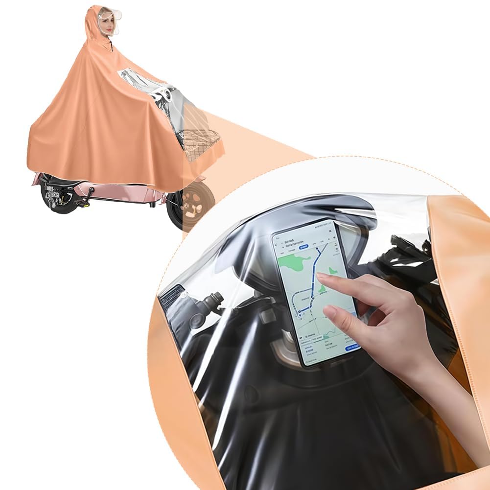 Cape de Pluie Moto Électrique Poncho Vélo Imperméable Oxford PU8000mm Visière Amovible Bandes Réfléchissantes Coupe-vent Scooter Fauteuil Roulant Mobile Protection Intégrale Homme Femme