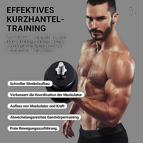 MSPORTS Hantelset Premium - Hantelstange + Hantelscheiben & Sternverschlüsse – verstellbare Langhantel/Kurzhantel Kombination für Home-Gym & Krafttraining – Bild 6