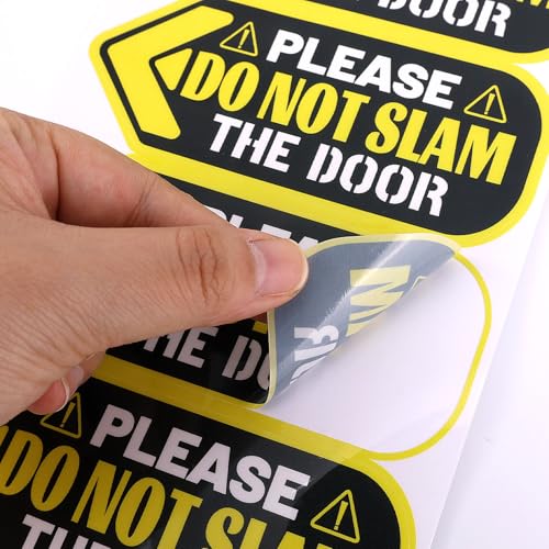 Image of 4pcs Please Do Not Slam Door Sticker, 4.72x1.97in PVC Do Not Slam Door Sign Sticker Self-Adhesive Car Window Door Warning Label Decal for Auto Car Vehicle Taxi Passengers