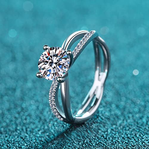 Moissanite Silver Engagement Rings for Women,D Color VVS1 Simulated Diamond 925 Sterling Silver Solitaire Rings2