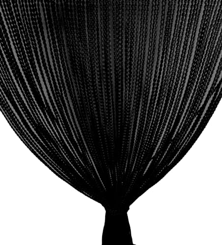 tex family Rideau Mariel © Doux à Perles en Tissu Doux Anti-Insectes Anti-Bruit à Fils Noir – 100 x 220 cm
