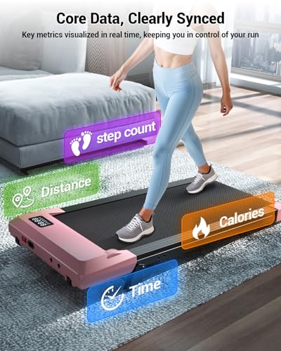 Image of DeerRun Under Desk Walking Pad Treadmill for Home & Office, 6% Manual Incline, 0.6-3.8 MPH Walking Speed, 300 lb Capacity, App & Remote Control