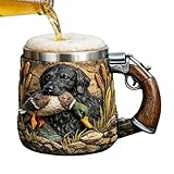 Generisch 3D Perro – Forro interior de acero inoxidable – Escultura realista de resina animal, 350 ml taza novedosa para beber, jarra de cerveza pintada a mano duradera | para los dueños de perros