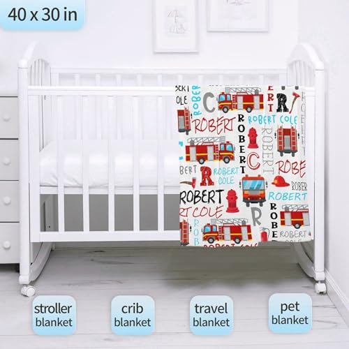 Image of Personalized Fire Trucks Firefighter Custom Baby Blanket Gifts for Boys Girls Super Soft Blanket Swaddle Newborn Cozy Receiving Blanket Stroller Throw 40x30 in for Puppy